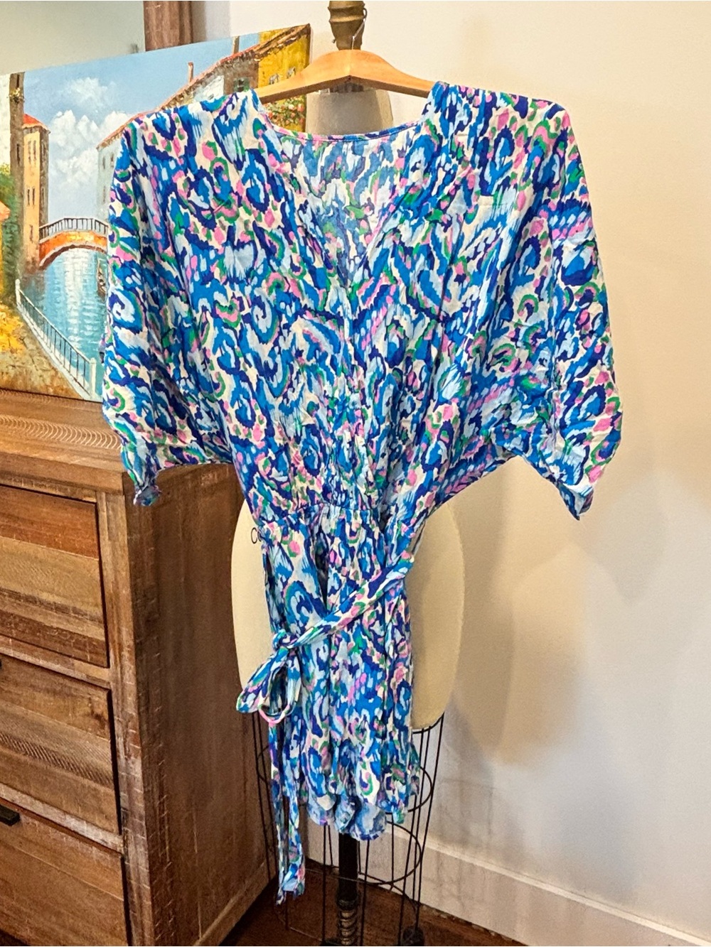 Cupshe Multicolor Abstract V‑Neck Tie‑Waist Romper
